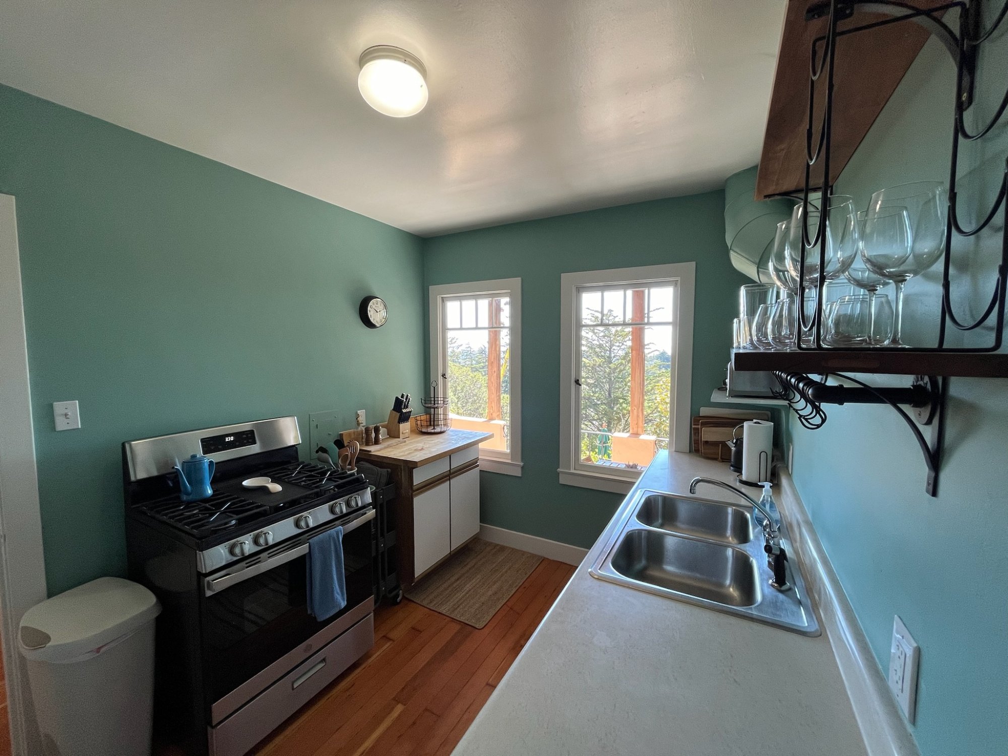 Kitchen with bay views, new appliances and butcher block island