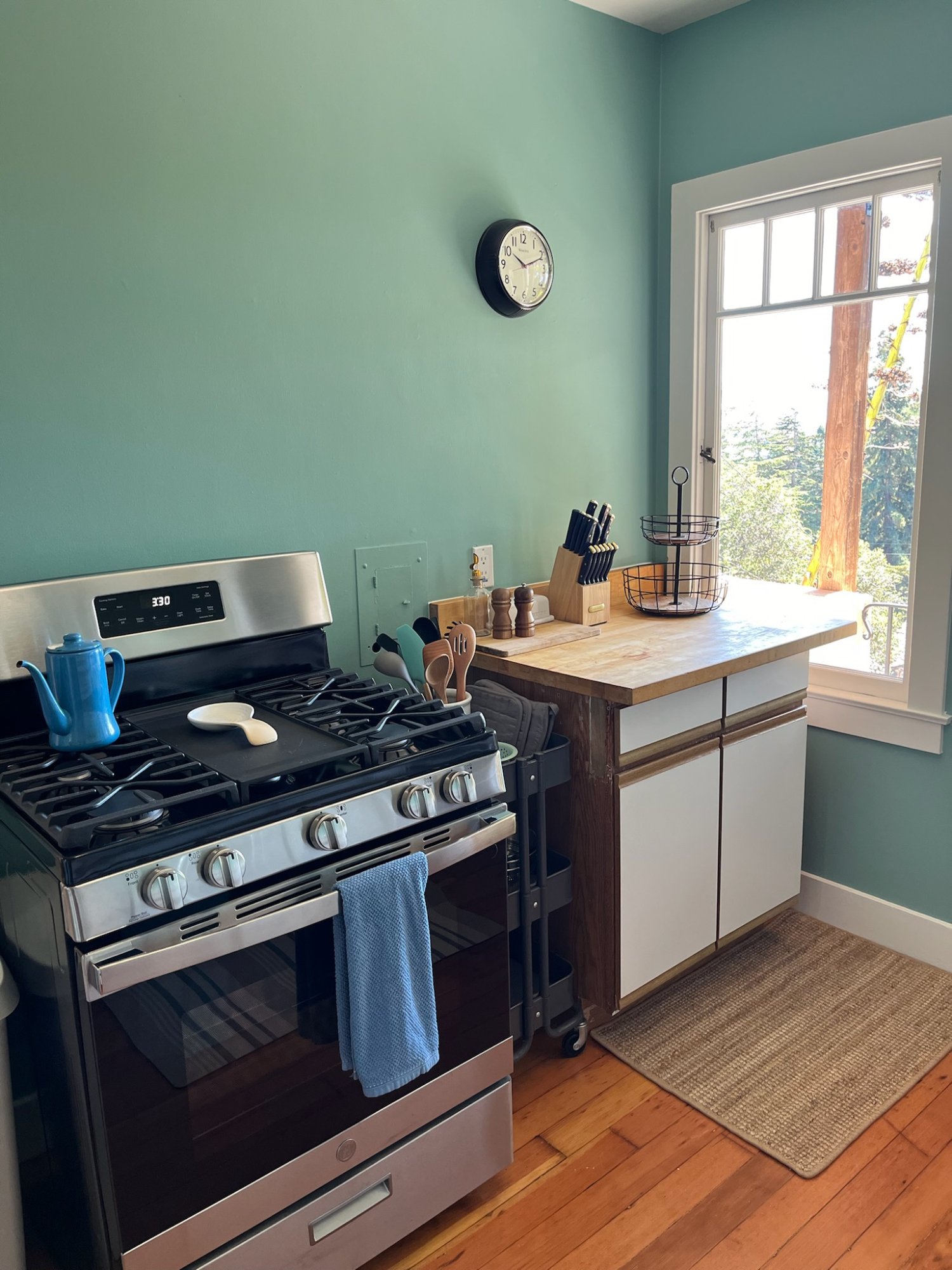 Fully stocked kitchen with new stainless gas range