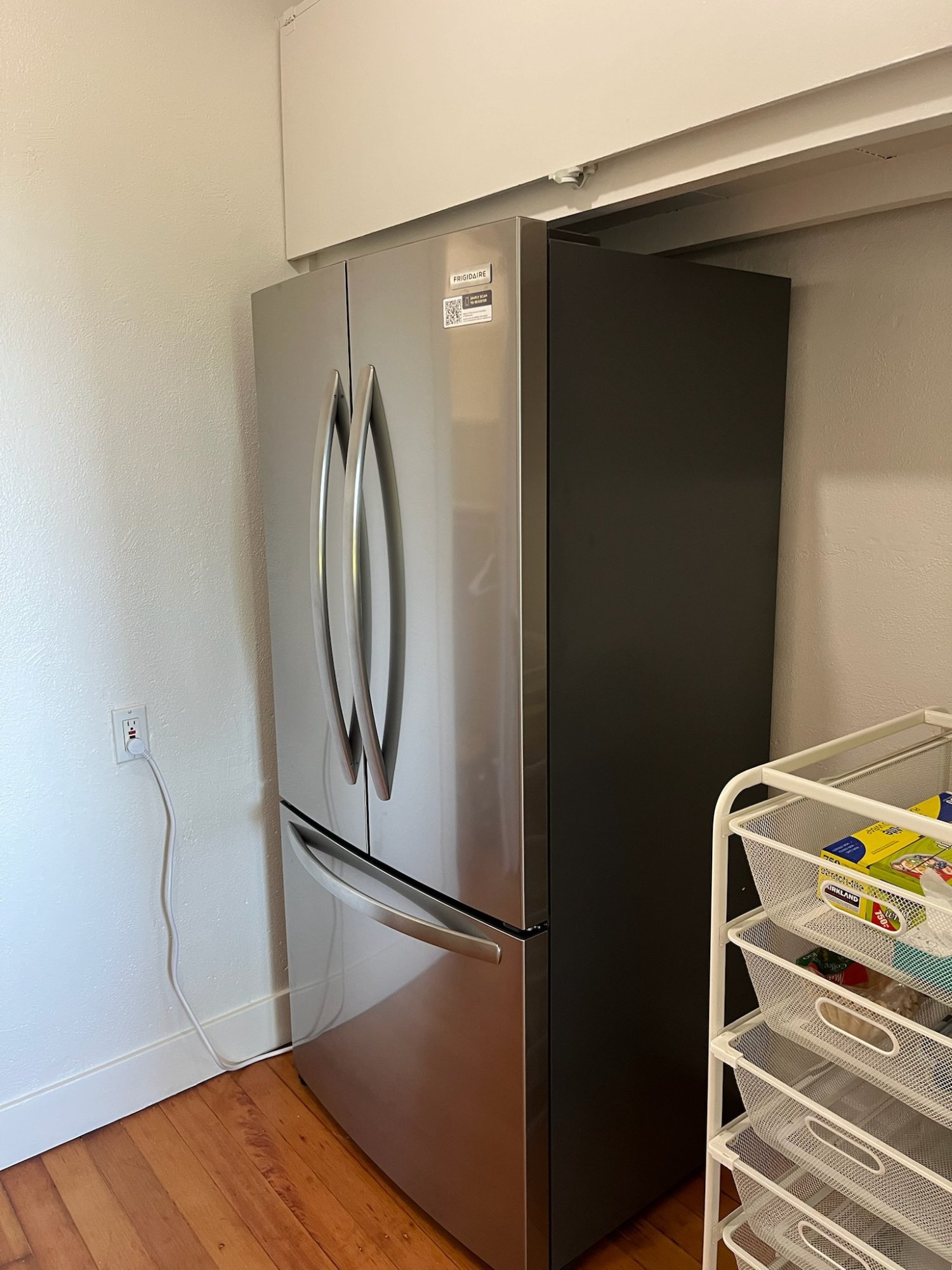 New stainless French door refrigerator