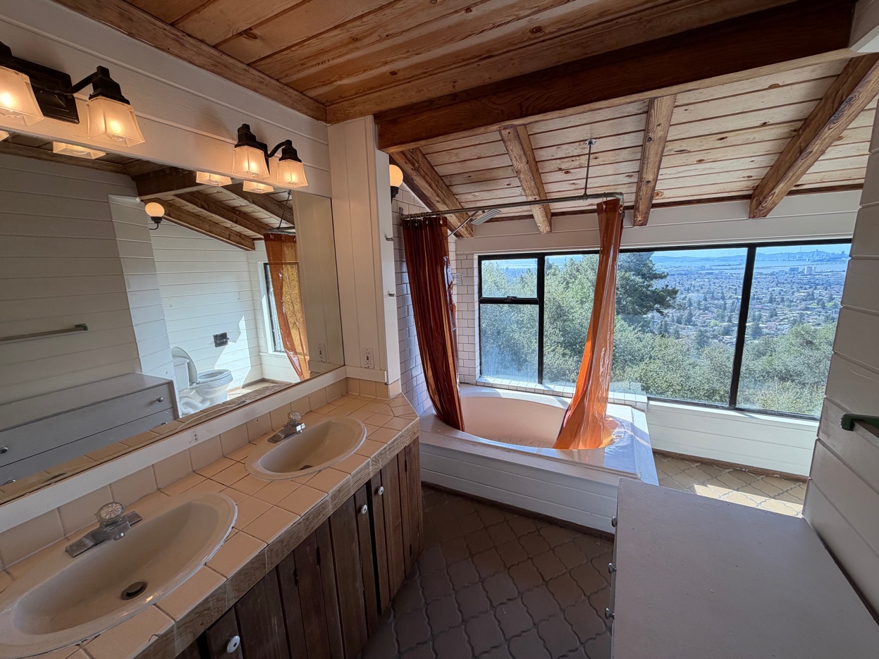 Master bathroom double vanity with Bay view