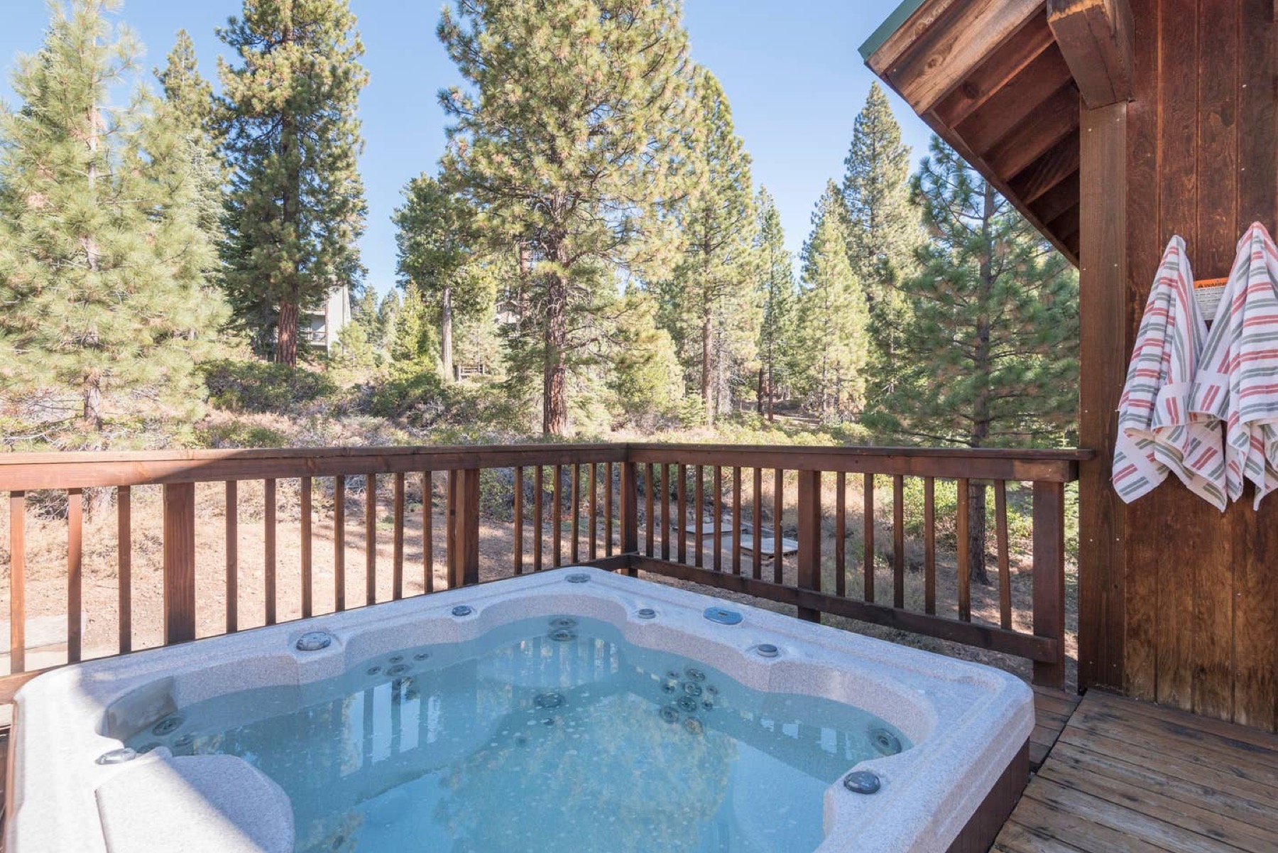 Private outdoor hot tub on the back deck